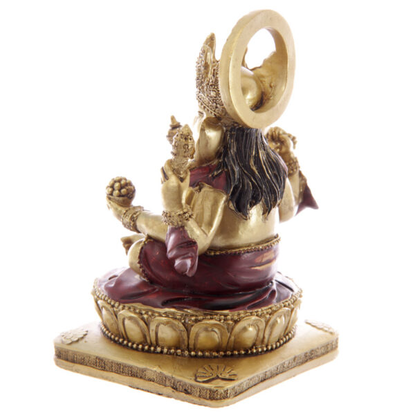 Decorative Gold and Red 14cm Ganesh Statue - Image 2