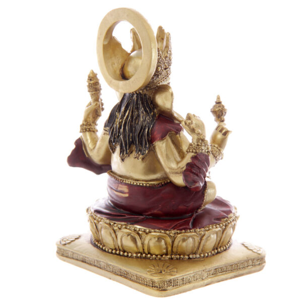 Decorative Gold and Red 14cm Ganesh Statue - Image 3