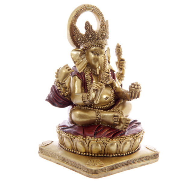 Decorative Gold and Red 14cm Ganesh Statue - Image 4