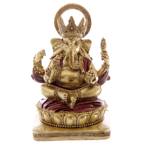 Decorative Gold and Red 14cm Ganesh Statue - Image 5