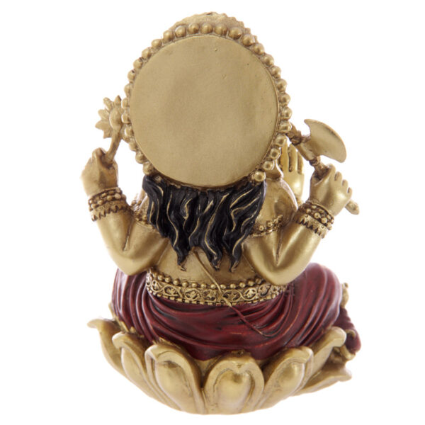 Decorative Gold and Red 16cm Ganesh Statue - Image 3