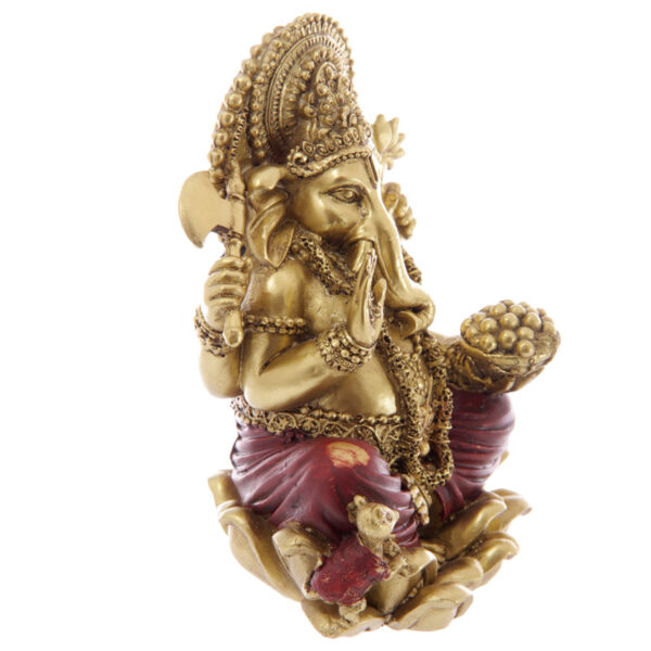 Decorative Gold and Red 16cm Ganesh Statue - Image 4