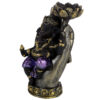 Tea Light Candle Holder - Purple, Gold & Black Ganesh in Hand Lotus - Image 4
