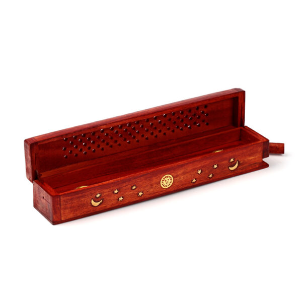 Decorative Mango Wood Box with Sun and Stars Design - Image 2