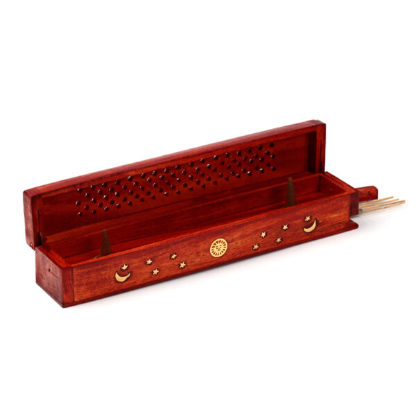 Decorative Mango Wood Box with Sun and Stars Design - Image 3