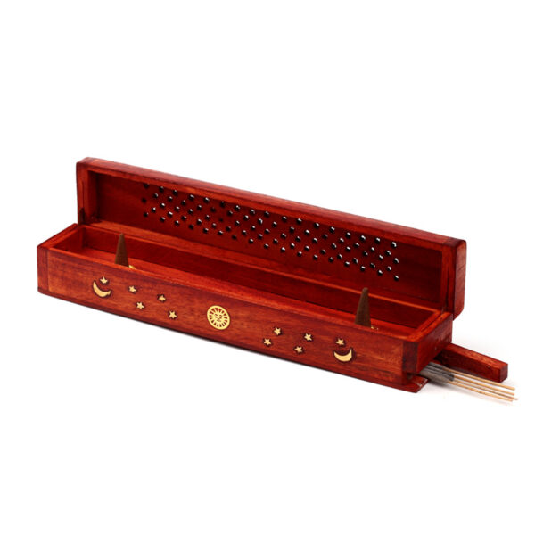 Decorative Mango Wood Box with Sun and Stars Design - Image 5