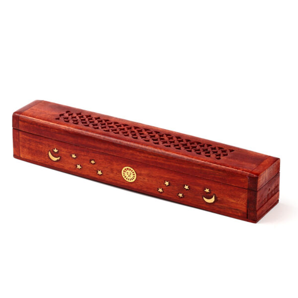 Decorative Mango Wood Box with Sun and Stars Design - Image 6