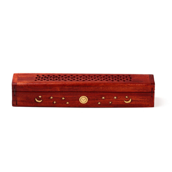 Decorative Mango Wood Box with Sun and Stars Design - Image 7