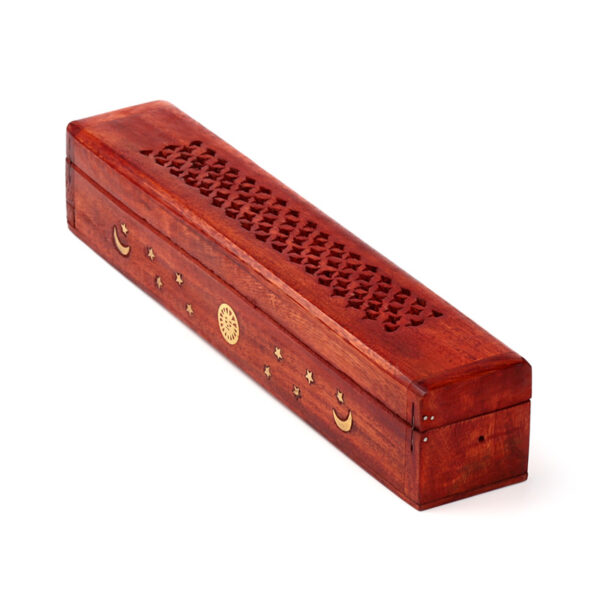 Decorative Mango Wood Box with Sun and Stars Design - Image 8