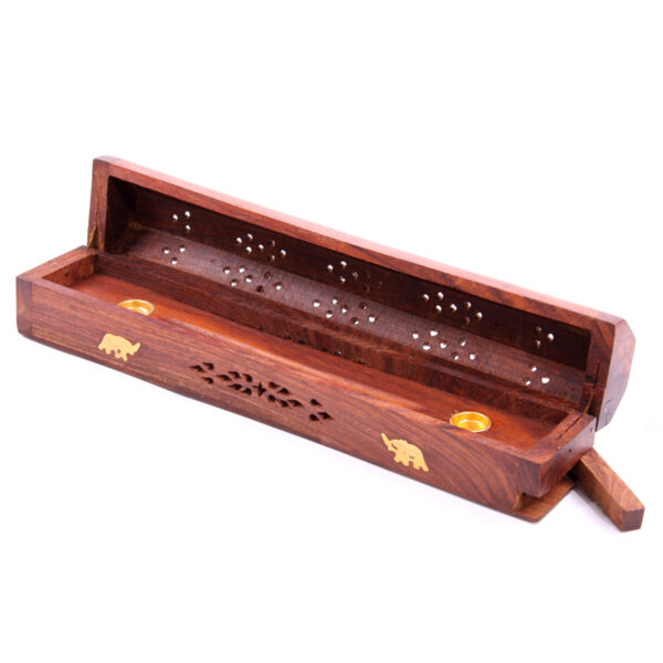 Decorative Sheesham Wood Box with Elephant Design - Image 2