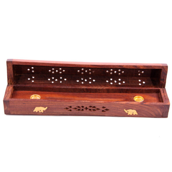 Decorative Sheesham Wood Box with Elephant Design - Image 3