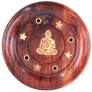 Decorative Sheesham Wood Round Buddha Ashcatcher