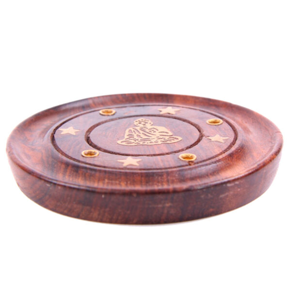 Decorative Sheesham Wood Round Buddha Ashcatcher - Image 2