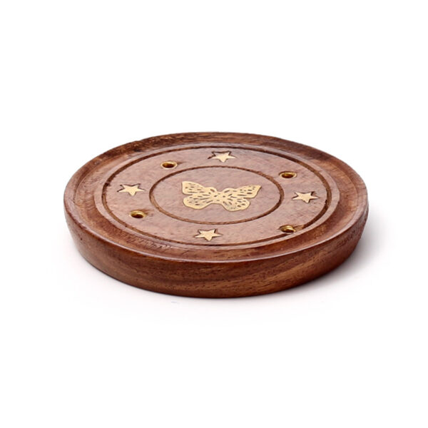 Decorative Sheesham Wood Round Butterflies Ashcatcher - Image 3