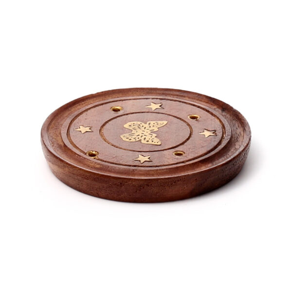 Decorative Sheesham Wood Round Butterflies Ashcatcher - Image 4
