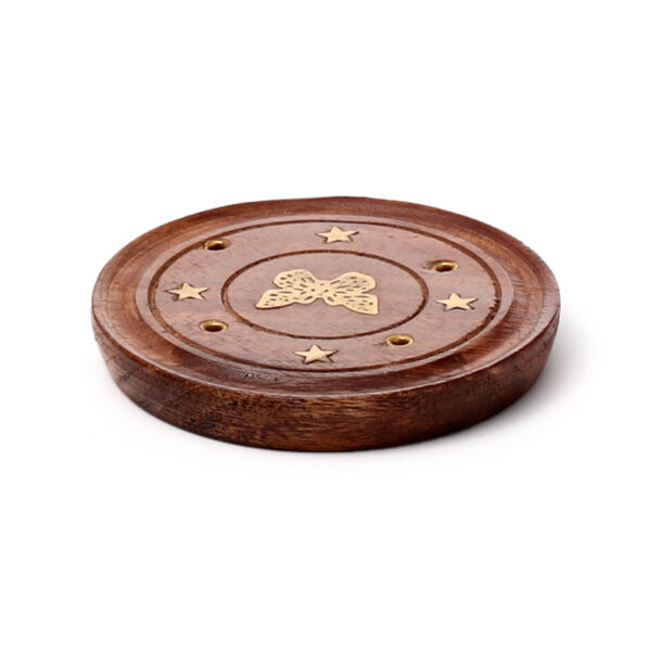 Decorative Sheesham Wood Round Butterflies Ashcatcher - Image 5