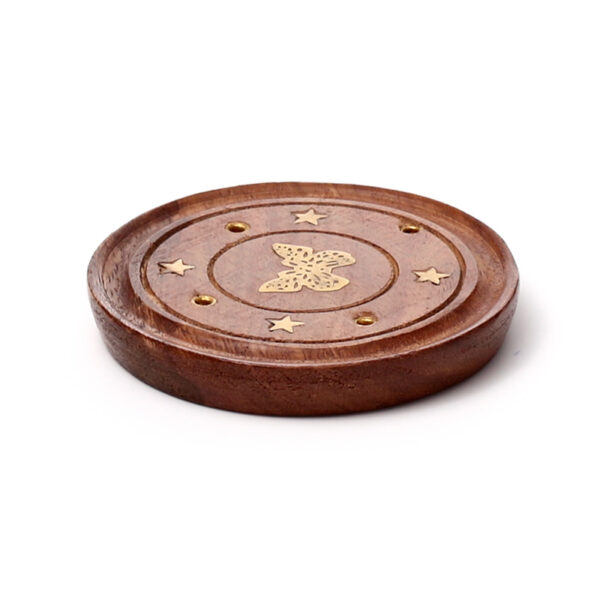 Decorative Sheesham Wood Round Butterflies Ashcatcher - Image 6