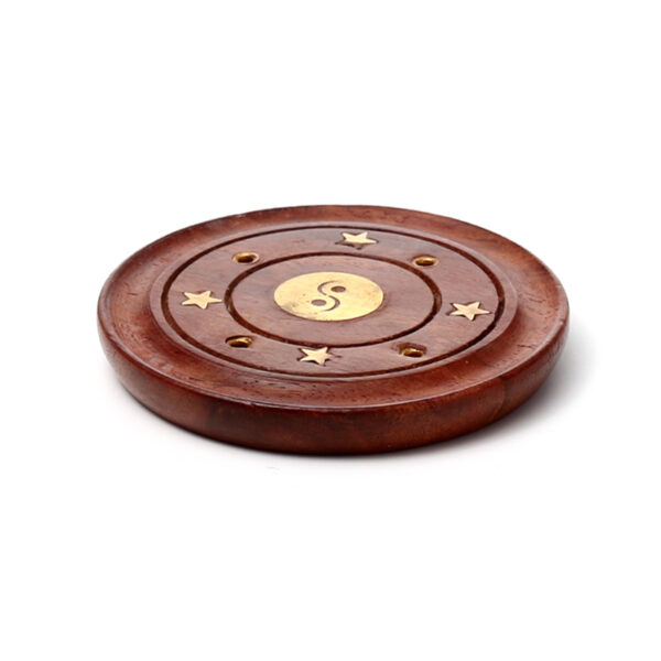 Decorative Sheesham Wood Round Yin Yang Ashcatcher - Image 3