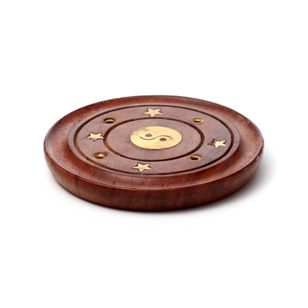 Decorative Sheesham Wood Round Yin Yang Ashcatcher - Image 4