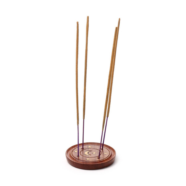Decorative Sheesham Wood Round Ashcatcher Moon and Stars - Image 2