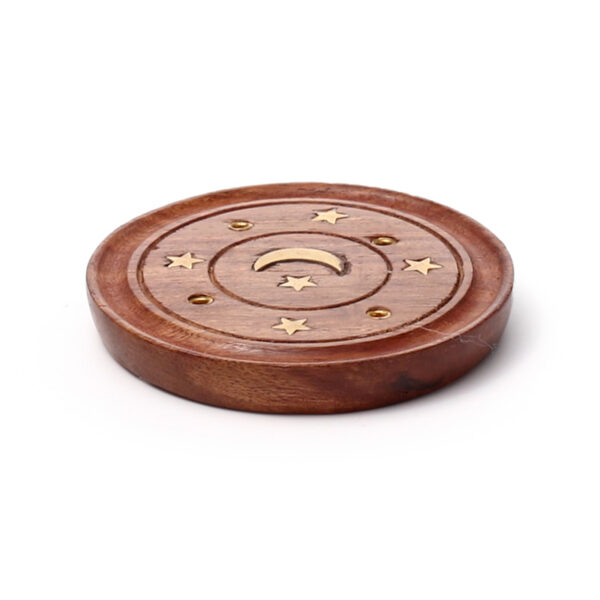 Decorative Sheesham Wood Round Ashcatcher Moon and Stars - Image 4