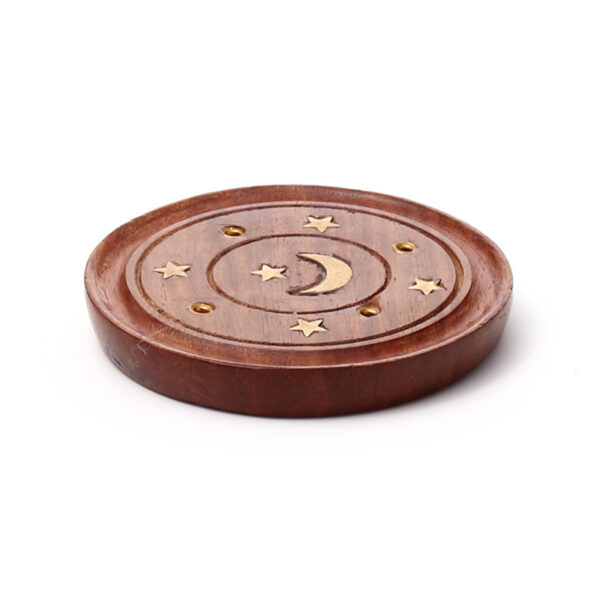 Decorative Sheesham Wood Round Ashcatcher Moon and Stars - Image 5