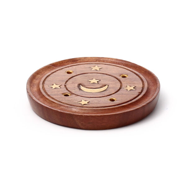 Decorative Sheesham Wood Round Ashcatcher Moon and Stars - Image 6