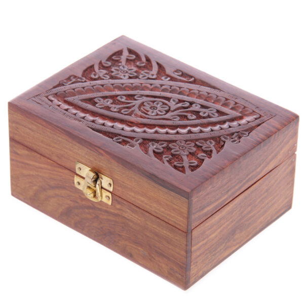 Decorative Sheesham Wood Carved Compartment Box Medium - Image 2