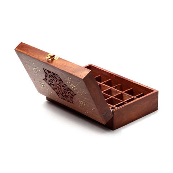 Decorative Sheesham Wood Floral Compartment Box Large - Image 7