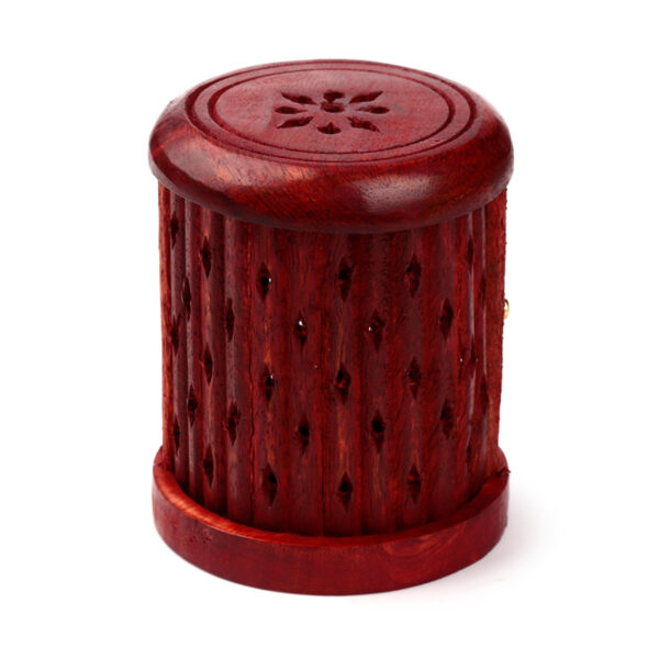 Carved Mango Wood Incense Holder with Sliding Door - Image 5