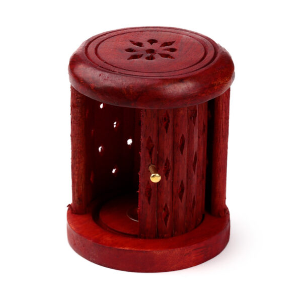 Carved Mango Wood Incense Holder with Sliding Door - Image 7