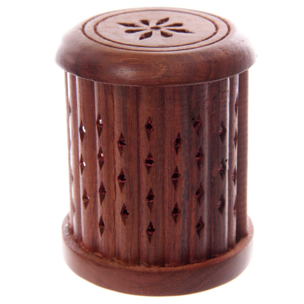 Carved Sheesham Wood Incense Holder with Sliding Door - Image 6