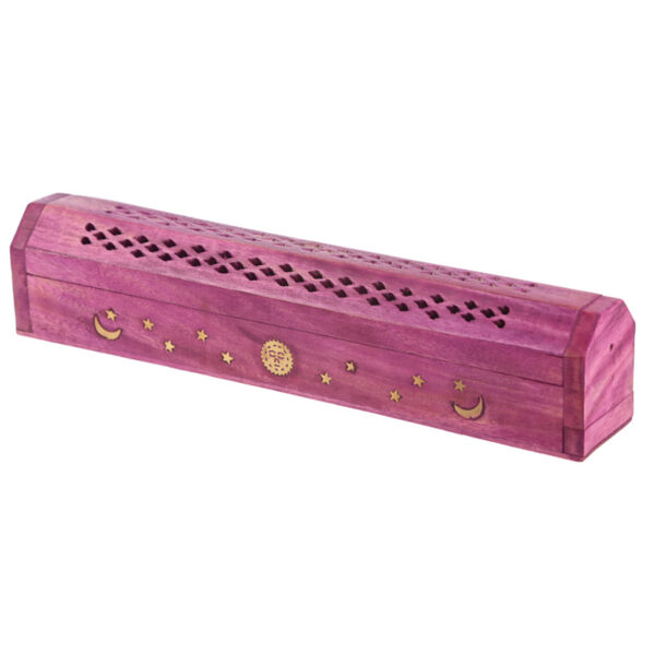Decorative Sun and Moon Wooden Incense Burner Box - Image 2