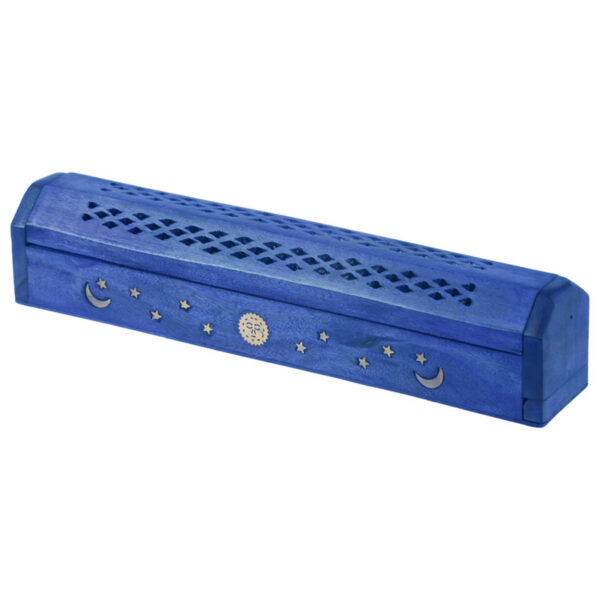 Decorative Sun and Moon Wooden Incense Burner Box - Image 3