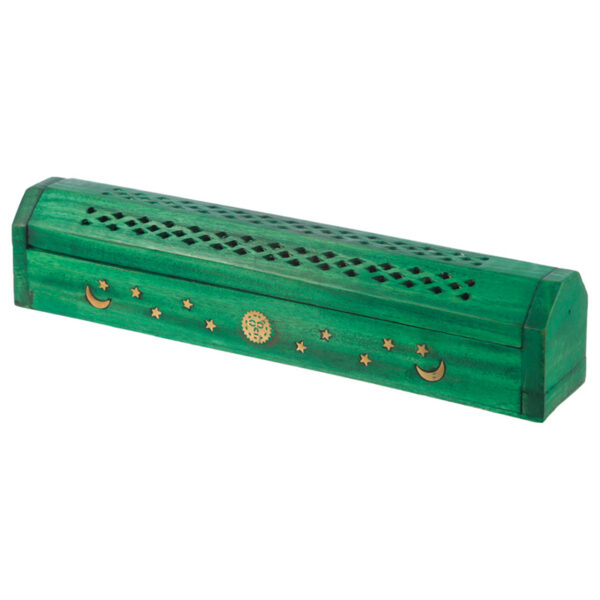 Decorative Sun and Moon Wooden Incense Burner Box - Image 5