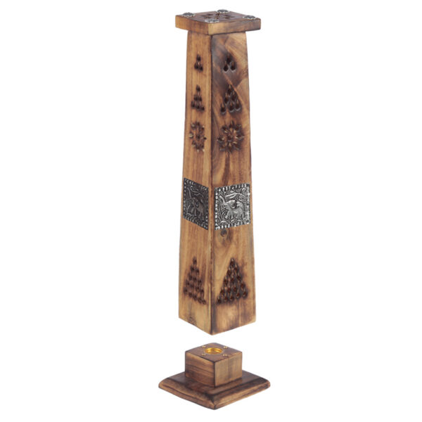 Decorative Elephant Inlay Wooden Tower Incense Burner Box - Image 2
