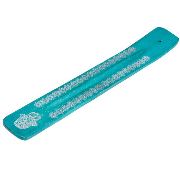 Mango Wood Hamsa Palm Inlay Ashcatcher Incense Sticks Burner - Image 8