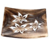 Mango Wood Square Carved Flowers Ashcatcher Incense Sticks Burner - Image 3