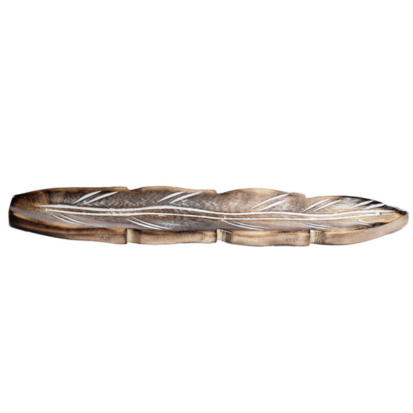 Mango Wood Feather Shaped Ashcatcher Incense Sticks Burner - Image 2