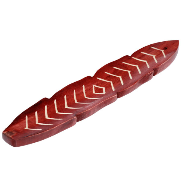 Mango Wood Feather Shaped Ashcatcher Incense Sticks Burner - Image 8