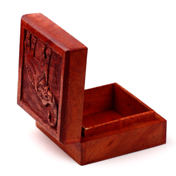 Mango Wood Carved Elephant Trinket Box - Image 3