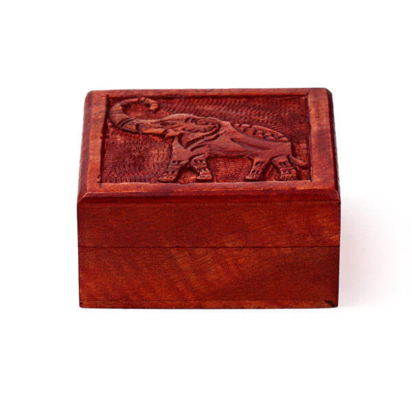 Mango Wood Carved Elephant Trinket Box - Image 4