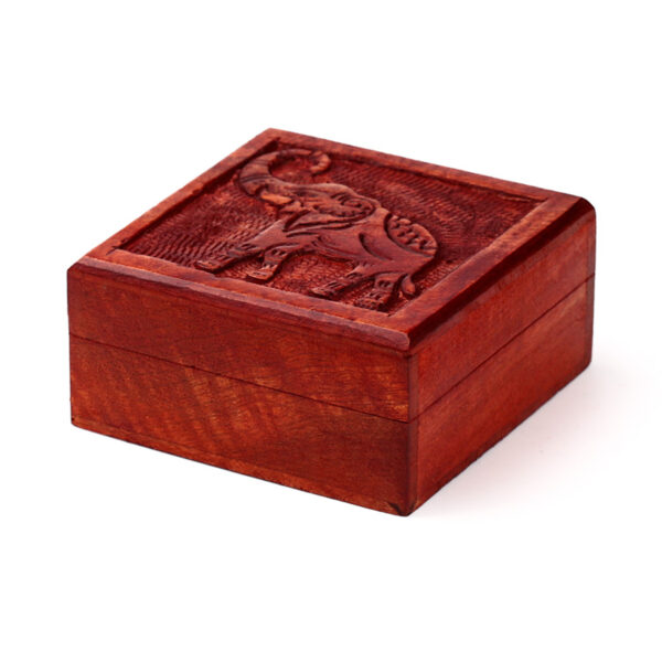 Mango Wood Carved Elephant Trinket Box - Image 5