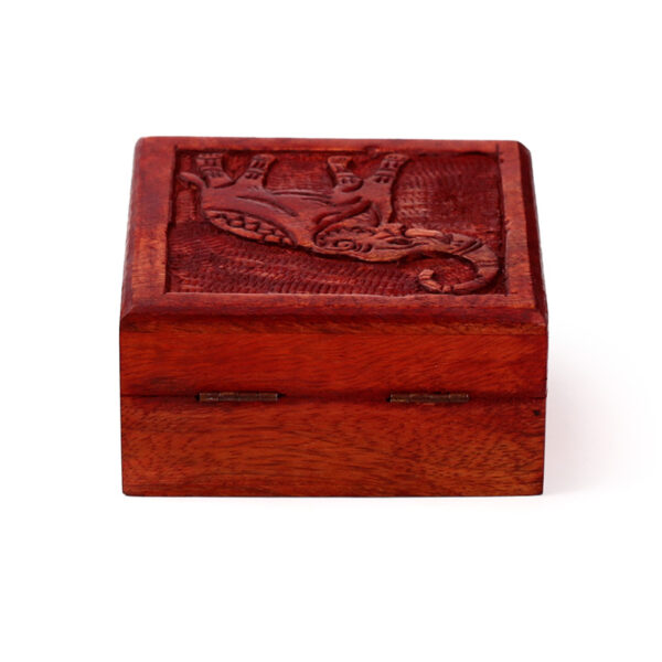 Mango Wood Carved Elephant Trinket Box - Image 6