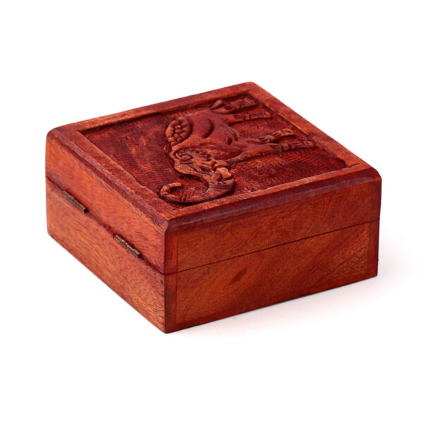 Mango Wood Carved Elephant Trinket Box - Image 7