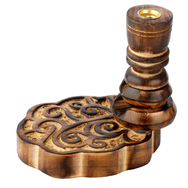 Carved Mango Wood Backflow Incense Burner - Happy Tree - Image 3