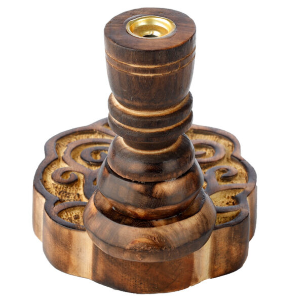 Carved Mango Wood Backflow Incense Burner - Happy Tree - Image 4