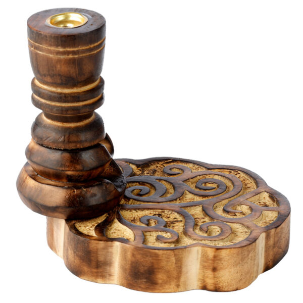 Carved Mango Wood Backflow Incense Burner - Happy Tree - Image 5