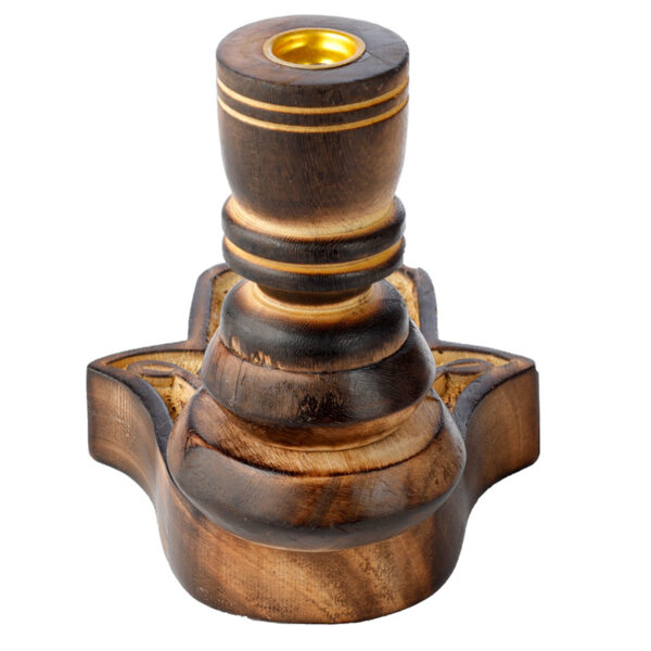Carved Mango Wood Backflow Incense Burner - Hamsa - Image 4