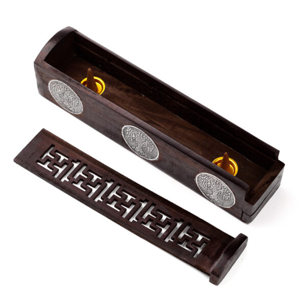 Mango Wood Incense Burner Box - Tree of Life - Image 3